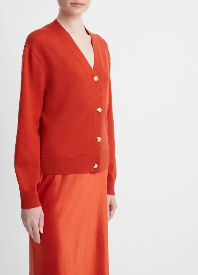 Vince Sweaters Women WoolCashmere HighButton Cardigan Vermillion