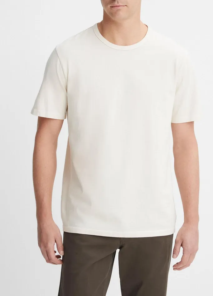 Vince TShirts and Polos Men Garment Dye ShortSleeve Crew Neck TShirt Washed Deco Cream