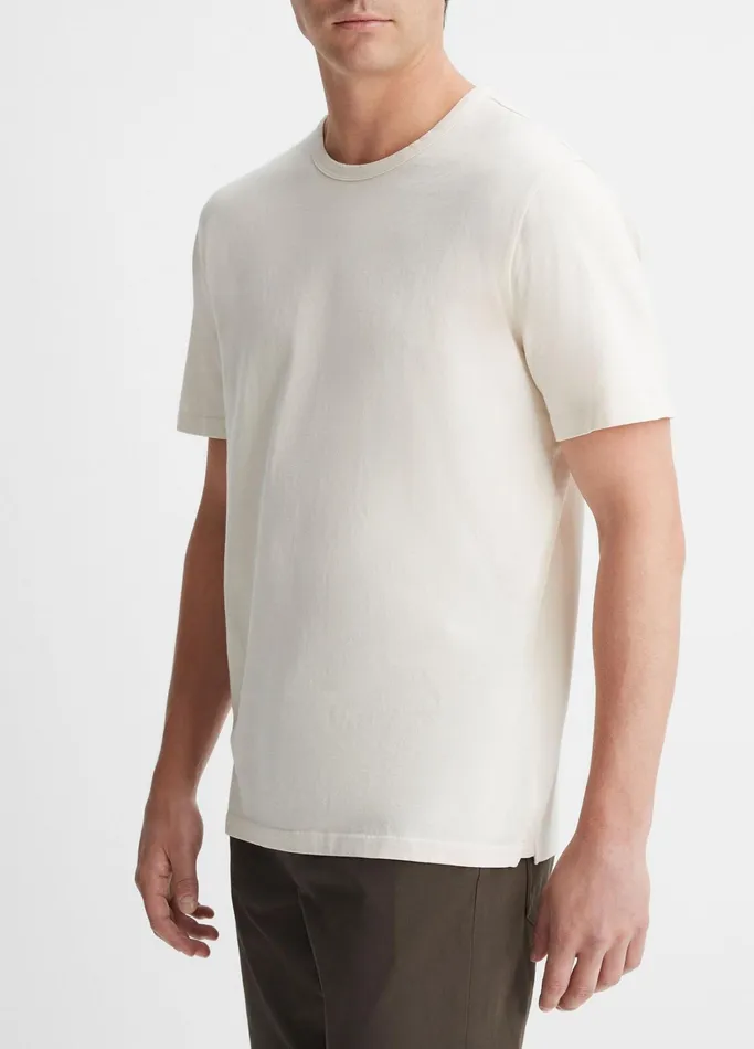 Vince TShirts and Polos Men Garment Dye ShortSleeve Crew Neck TShirt Washed Deco Cream