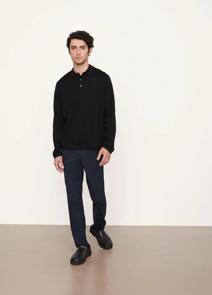 Vince TShirts and Polos Men Merino Long Sleeve Polo Black