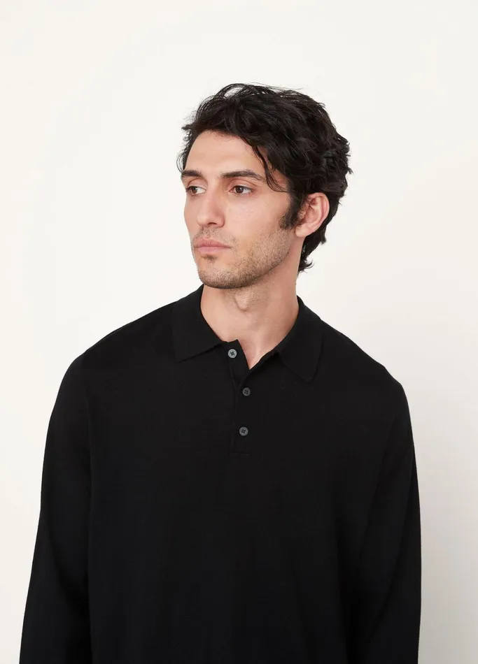 Vince TShirts and Polos Men Merino Long Sleeve Polo Black