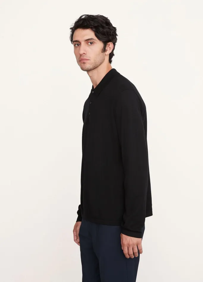 Vince TShirts and Polos Men Merino Long Sleeve Polo Black
