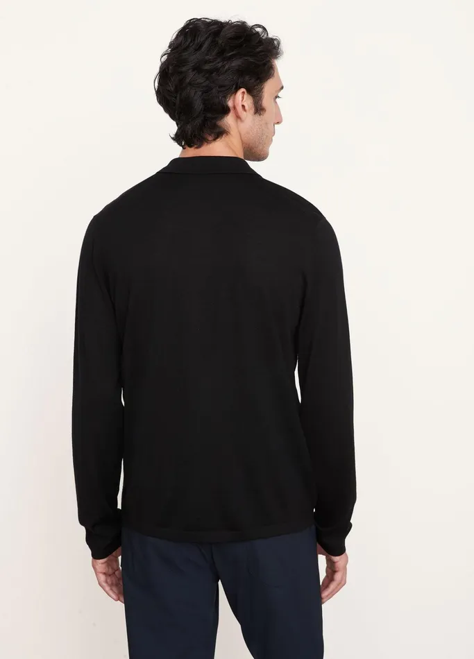 Vince TShirts and Polos Men Merino Long Sleeve Polo Black