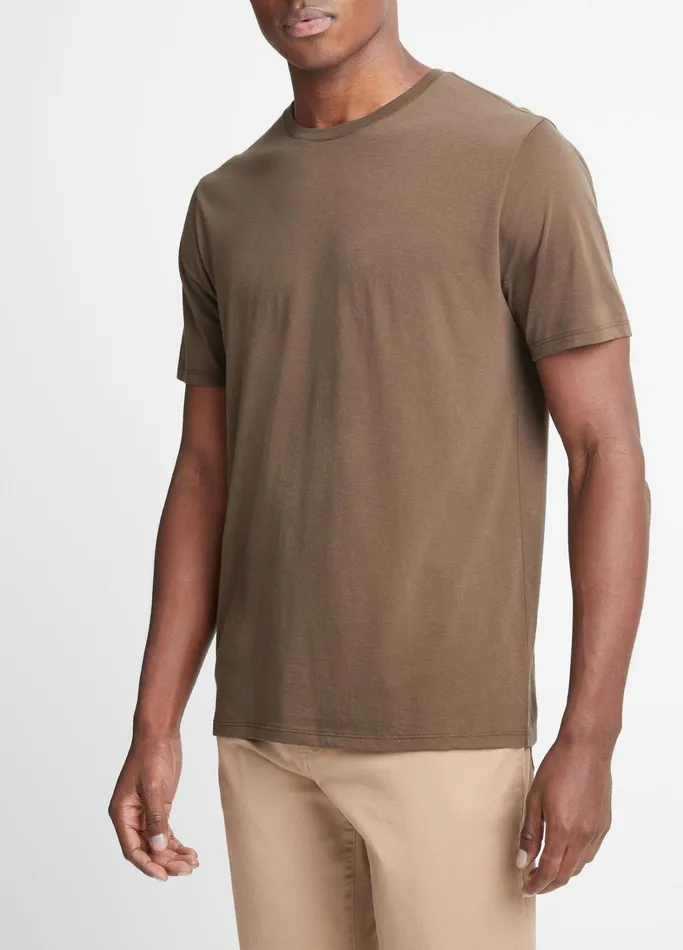 Vince TShirts and Polos Men Pima Cotton Crew Neck TShirt Olive Cove