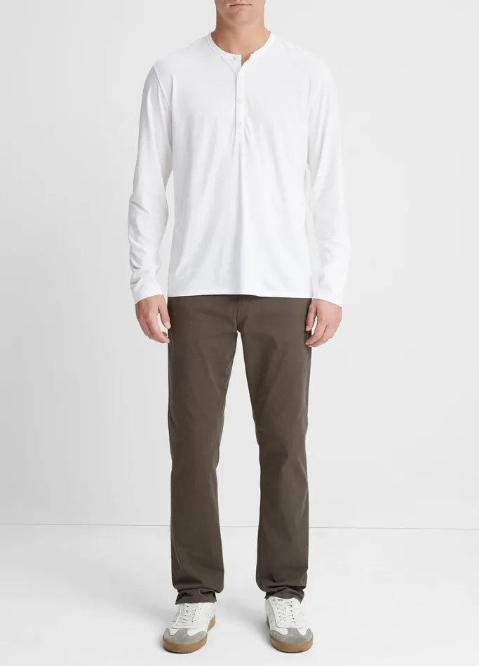 Vince TShirts and Polos Men Pima Cotton LongSleeve Henley Optic White