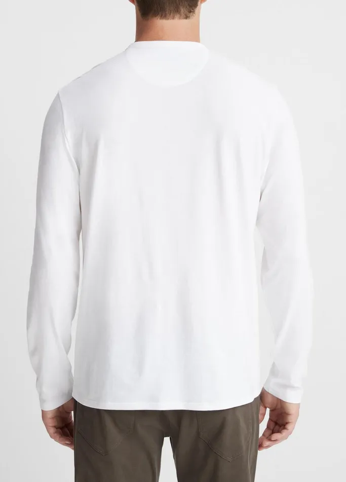 Vince TShirts and Polos Men Pima Cotton LongSleeve Henley Optic White