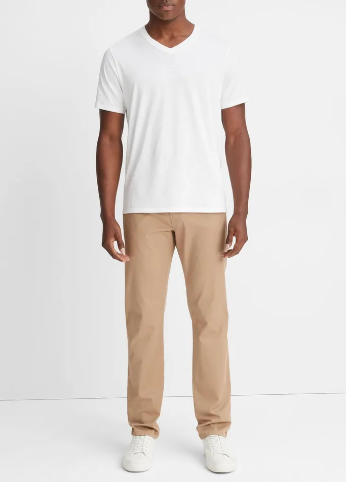 Vince TShirts and Polos Men Pima Cotton VNeck TShirt Optic White