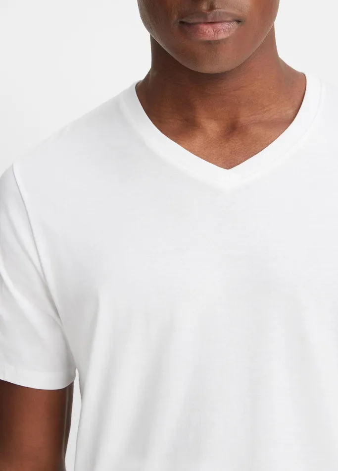 Vince TShirts and Polos Men Pima Cotton VNeck TShirt Optic White