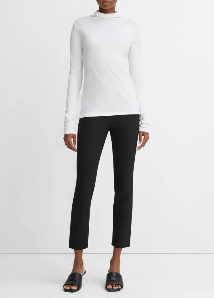 Vince TShirts Women Essential Long Sleeve Turtleneck Optic White