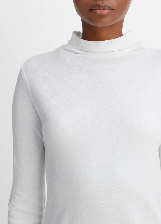 Vince TShirts Women Essential Long Sleeve Turtleneck Optic White