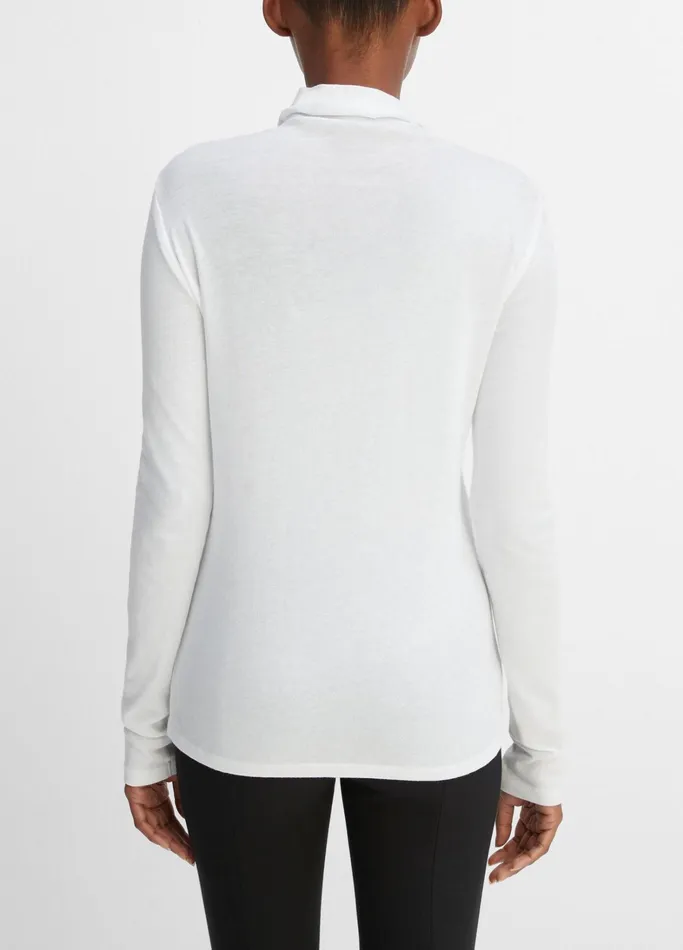 Vince TShirts Women Essential Long Sleeve Turtleneck Optic White