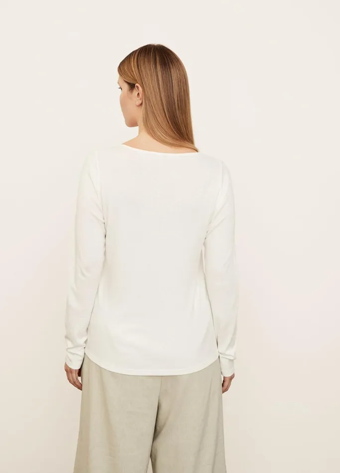 Vince TShirts Women SweetheartNeck Long Sleeve TShirt Off White