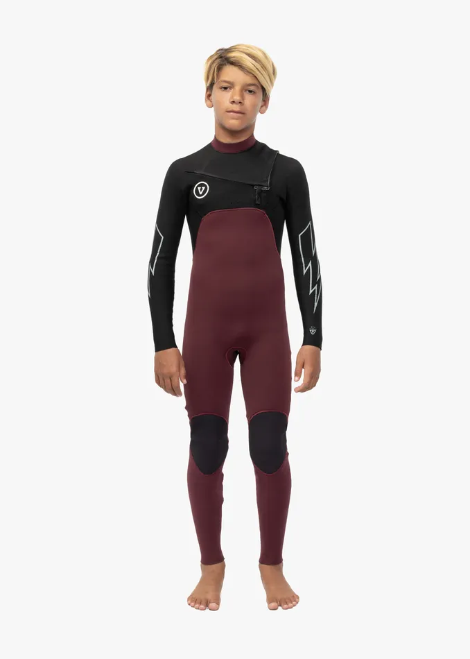 Vissla Wetsuits Youth 7 Seas Boys 32 Bolt Full Chest Zip Wetsuit Wine