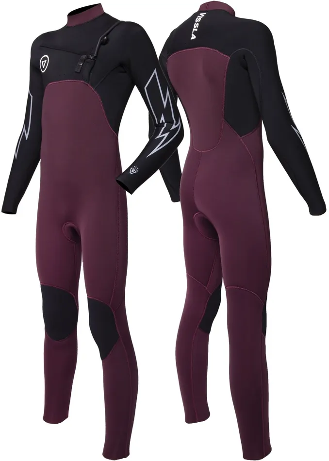 Vissla Wetsuits Youth 7 Seas Boys 32 Bolt Full Chest Zip Wetsuit Wine