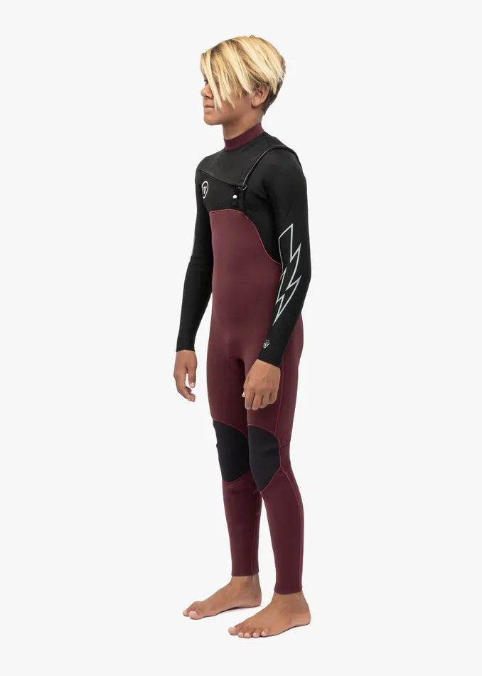 Vissla Wetsuits Youth 7 Seas Boys 32 Bolt Full Chest Zip Wetsuit Wine