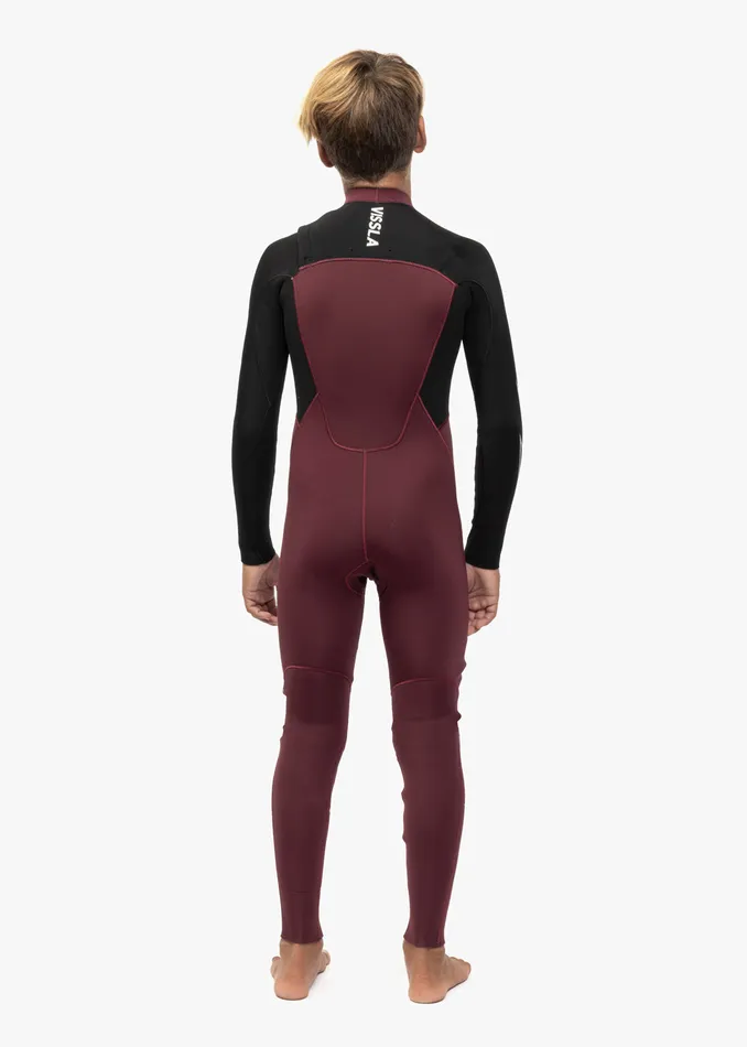 Vissla Wetsuits Youth 7 Seas Boys 32 Bolt Full Chest Zip Wetsuit Wine