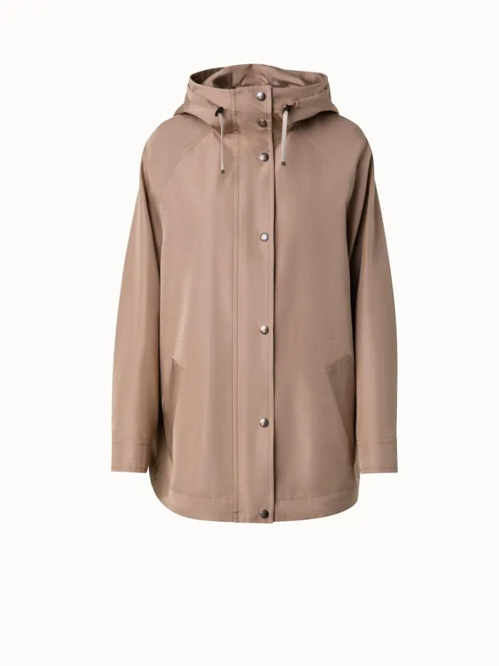 Water Repellent Parka In 100 Mulberry Silk Beige Women Akris Jackets
