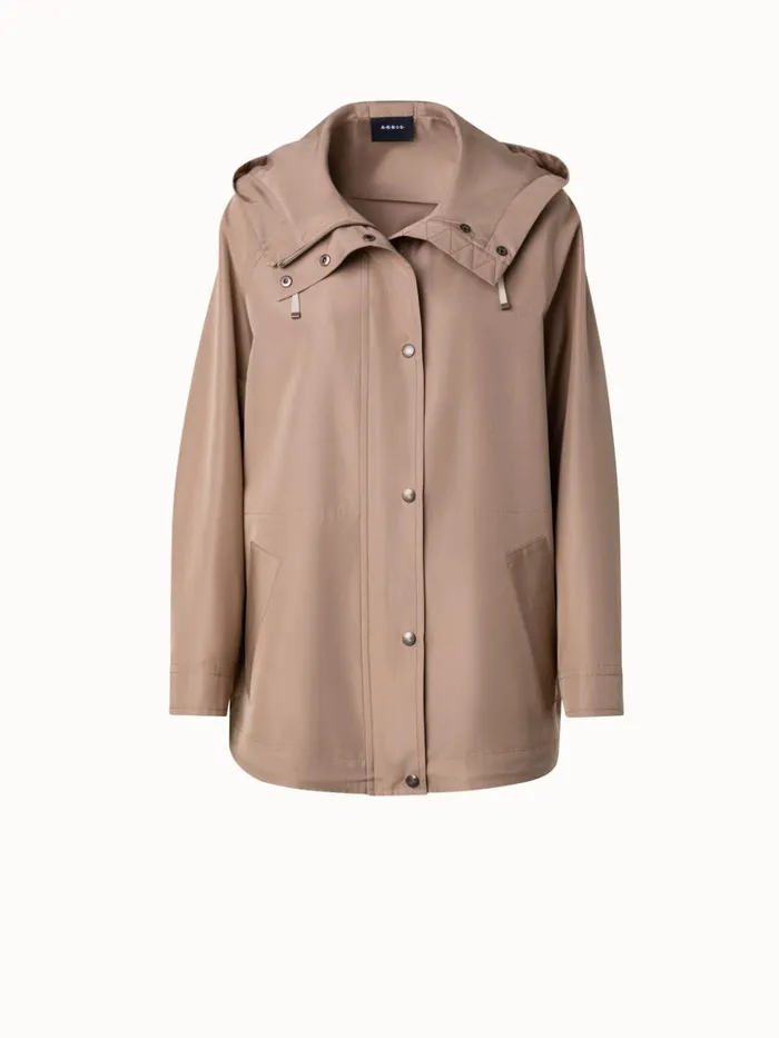 Water Repellent Parka In 100 Mulberry Silk Beige Women Akris Jackets