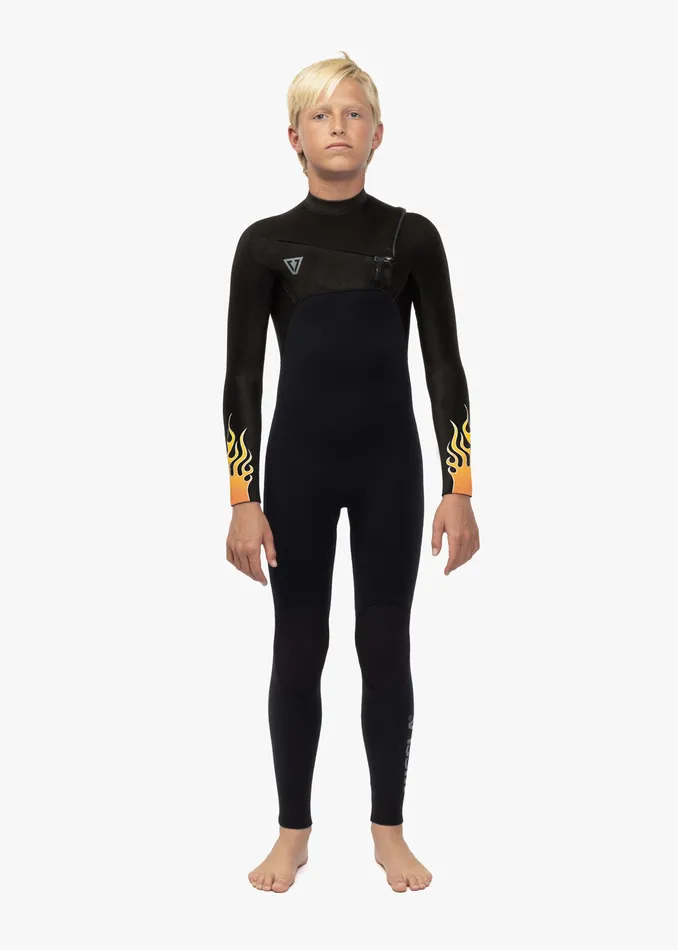 Wetsuits High Seas Boys Fire 32 Full Chest Zip Wetsuit Black 8211 Vissla Youth