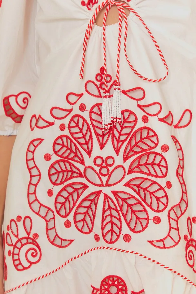 White Richelieu V Neck Maxi Dress Women Farm Rio Maxi Dresses