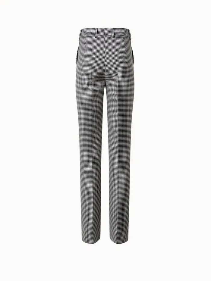 Wide Straight Leg Vichy Pants In Wool DoubleFace Blackecru Women Akris Pants