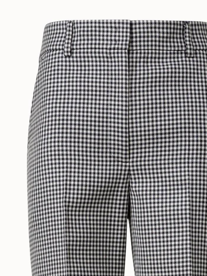 Wide Straight Leg Vichy Pants In Wool DoubleFace Blackecru Women Akris Pants