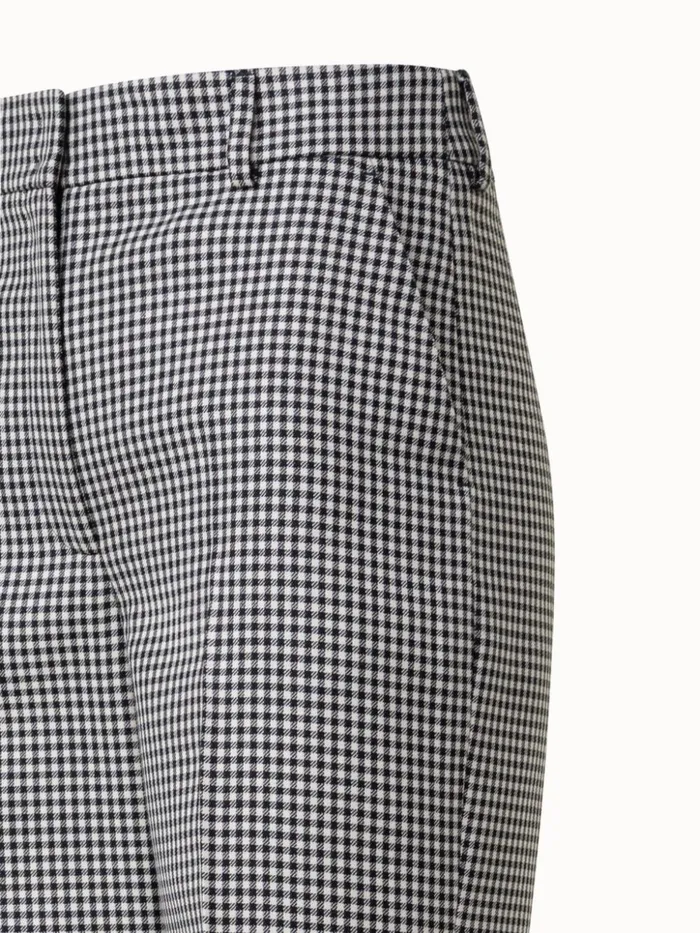 Wide Straight Leg Vichy Pants In Wool DoubleFace Blackecru Women Akris Pants