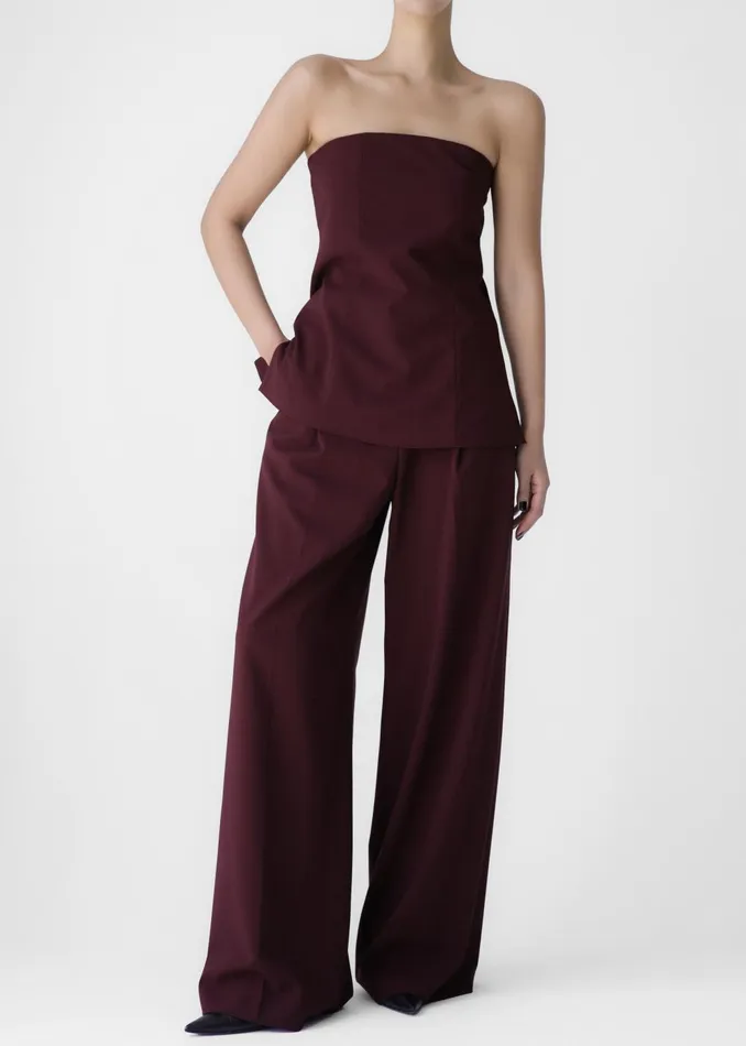 Women Abbie Strapless Top 8211 Burgundy The Frankie Shop Tops