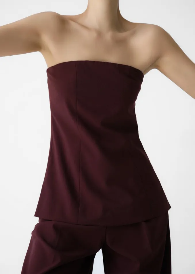 Women Abbie Strapless Top 8211 Burgundy The Frankie Shop Tops