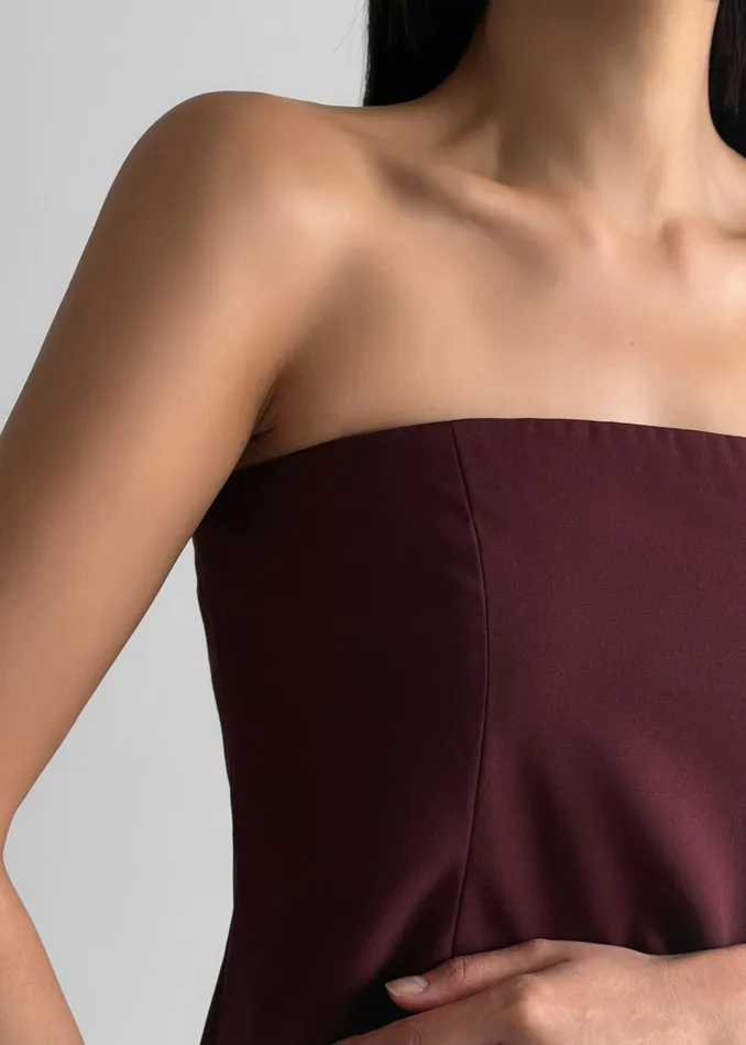 Women Abbie Strapless Top 8211 Burgundy The Frankie Shop Tops