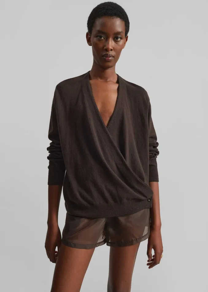 Women Albi Wrap Cardigan 8211 Brown The Frankie Shop Knitwear