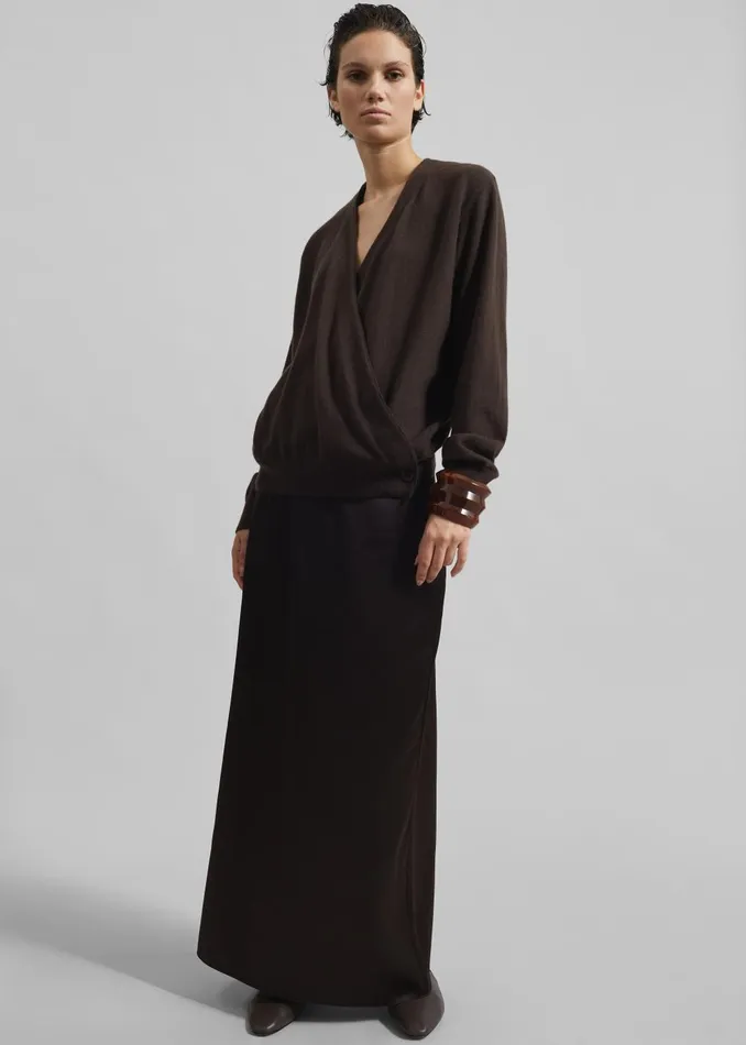 Women Albi Wrap Cardigan 8211 Brown The Frankie Shop Knitwear