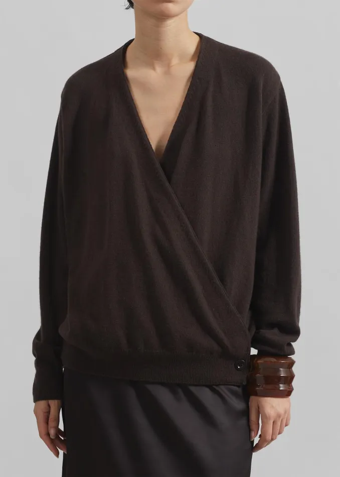 Women Albi Wrap Cardigan 8211 Brown The Frankie Shop Knitwear