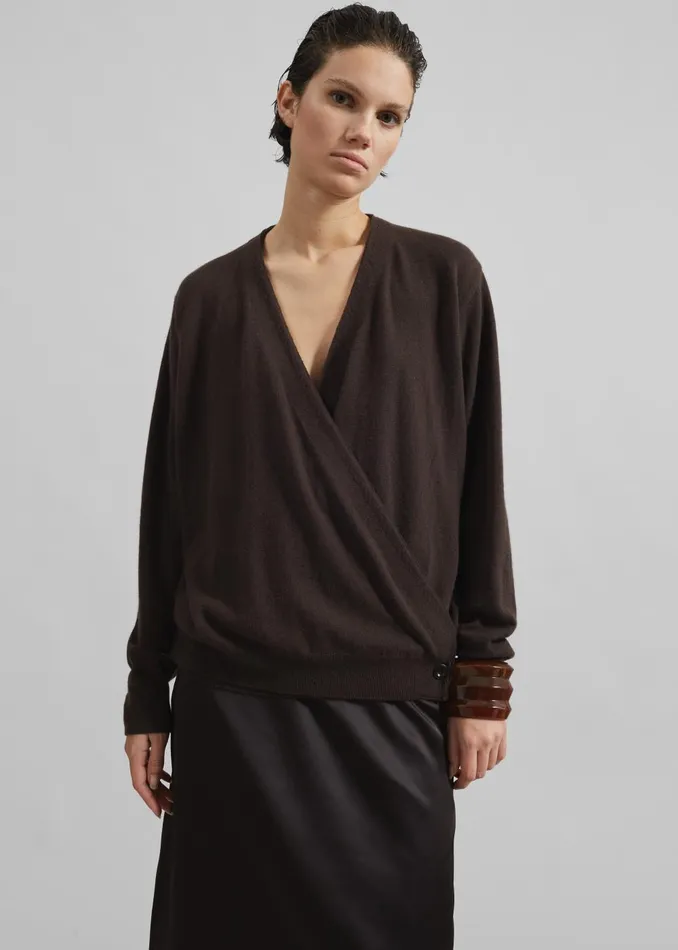 Women Albi Wrap Cardigan 8211 Brown The Frankie Shop Knitwear