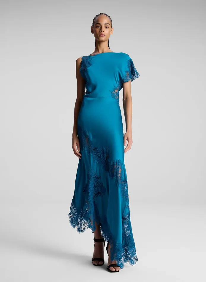 Women Alessia Satin And Lace Maxi Dress Bright Flourite ALC Dresses