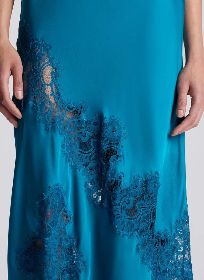 Women Alessia Satin And Lace Maxi Dress Bright Flourite ALC Dresses