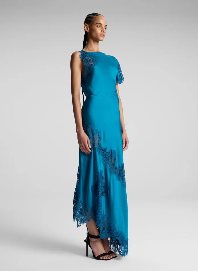 Women Alessia Satin And Lace Maxi Dress Bright Flourite ALC Dresses