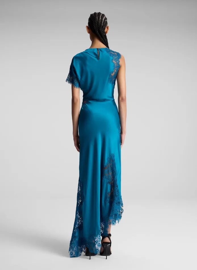 Women Alessia Satin And Lace Maxi Dress Bright Flourite ALC Dresses