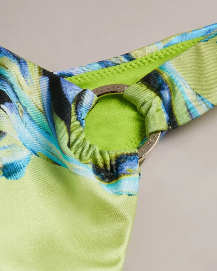 Women ALFIEEA 8211 Printed One Shoulder Cut Out Swimsuit Lime Ted Baker Swimwear and Beachwear