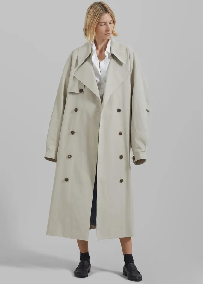 Women Anika Double Breasted Trench Coat 8211 Beige The Frankie Shop Outerwear