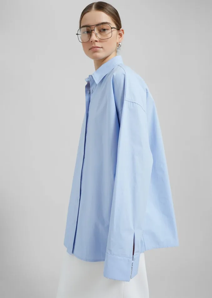 Women Aniston Button Up Shirt 8211 Sky The Frankie Shop Tops