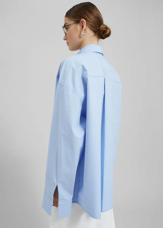 Women Aniston Button Up Shirt 8211 Sky The Frankie Shop Tops