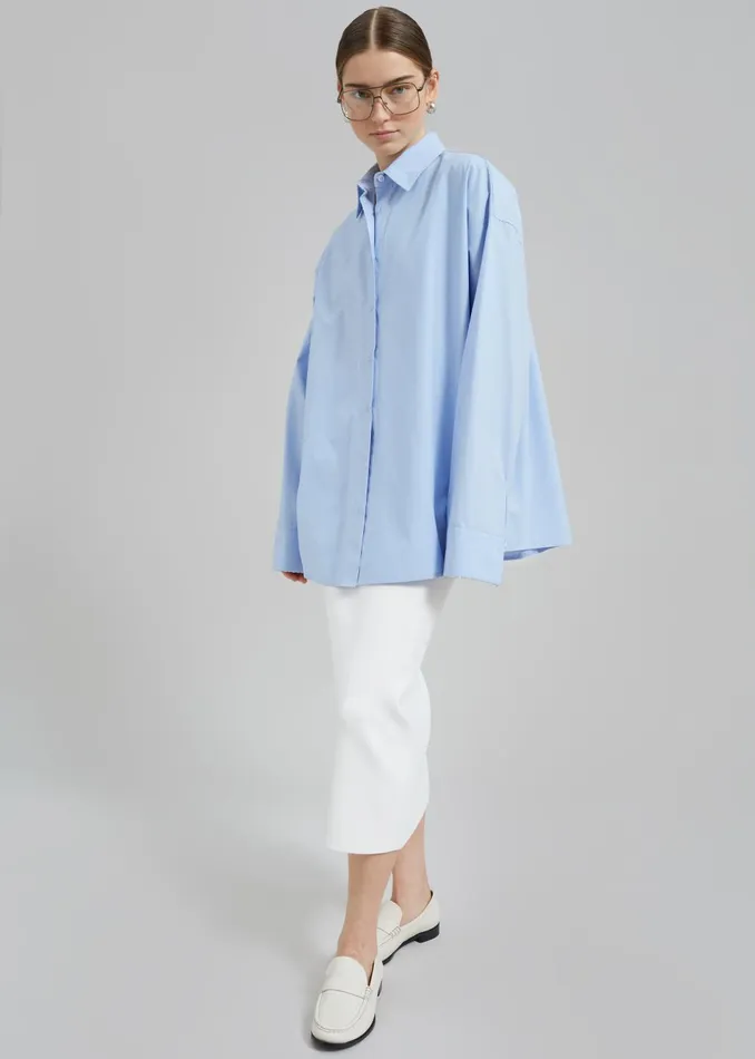 Women Aniston Button Up Shirt 8211 Sky The Frankie Shop Tops
