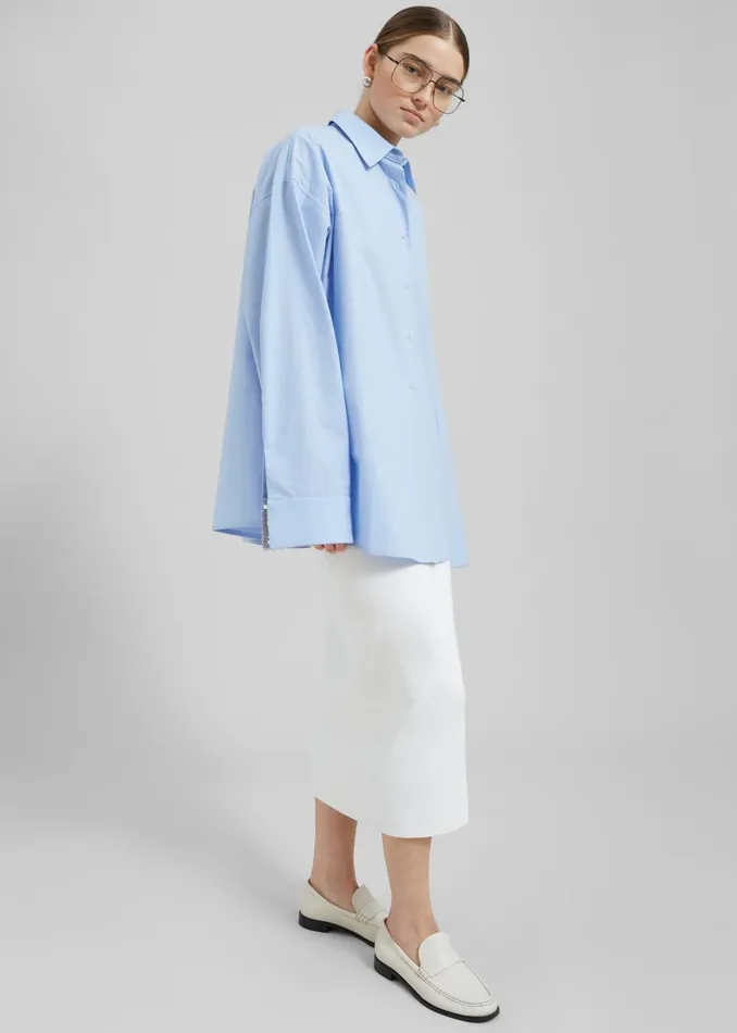 Women Aniston Button Up Shirt 8211 Sky The Frankie Shop Tops