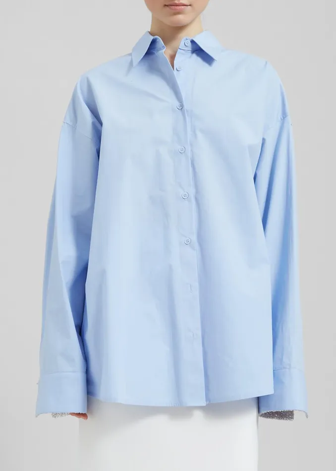 Women Aniston Button Up Shirt 8211 Sky The Frankie Shop Tops