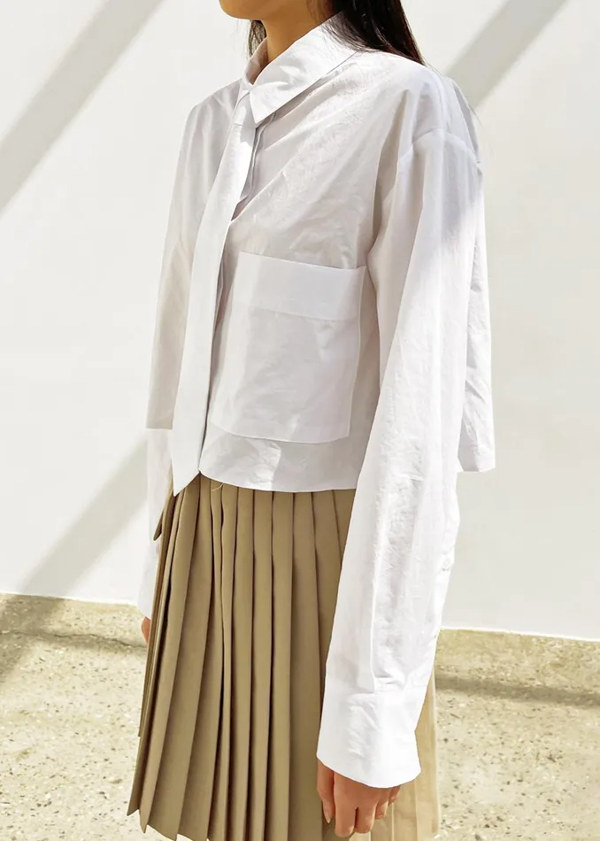 Women Annie Necktie Shirt 8211 White The Frankie Shop Tops