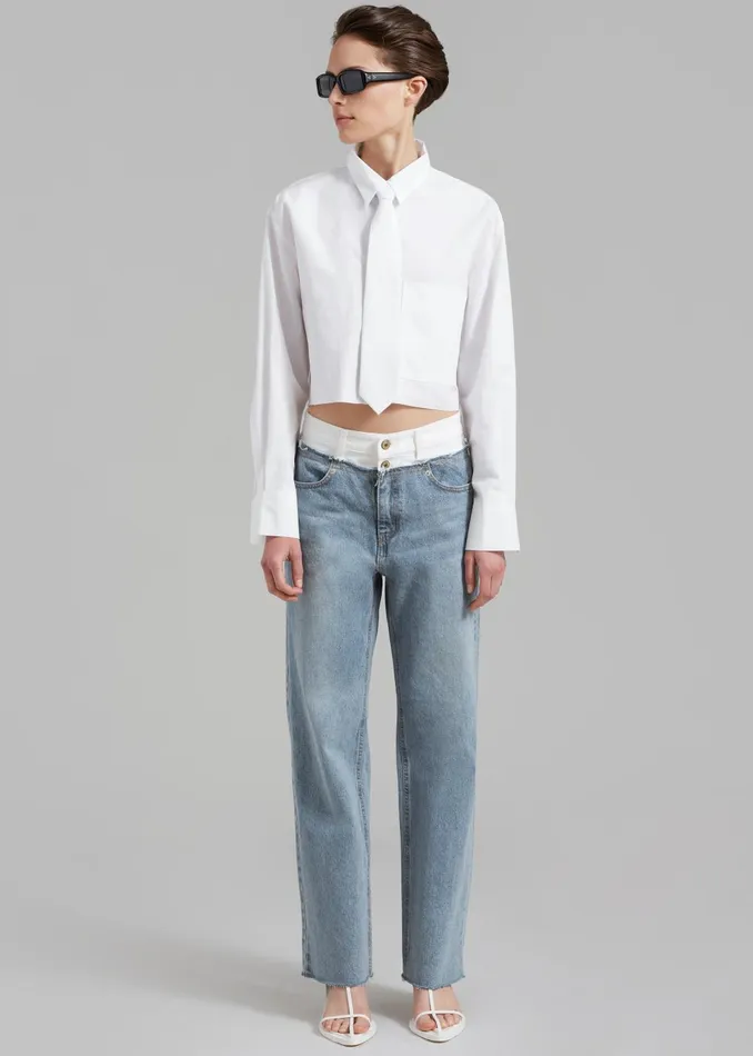Women Annie Necktie Shirt 8211 White The Frankie Shop Tops
