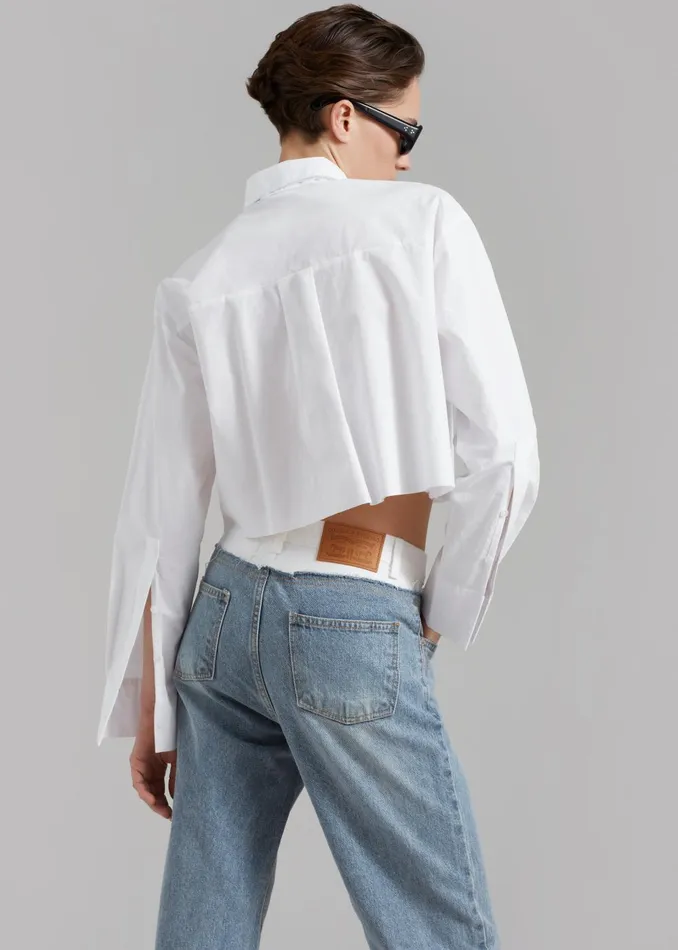 Women Annie Necktie Shirt 8211 White The Frankie Shop Tops