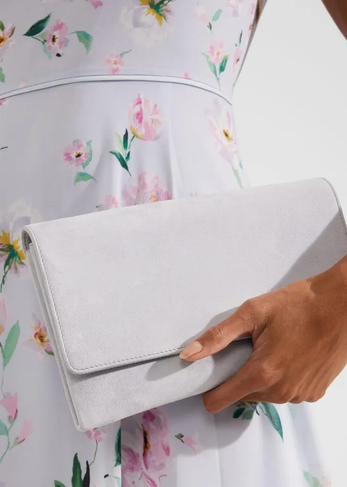 Women Bags Hobbs Chelsea Suede Clutch Bag Pale Blue