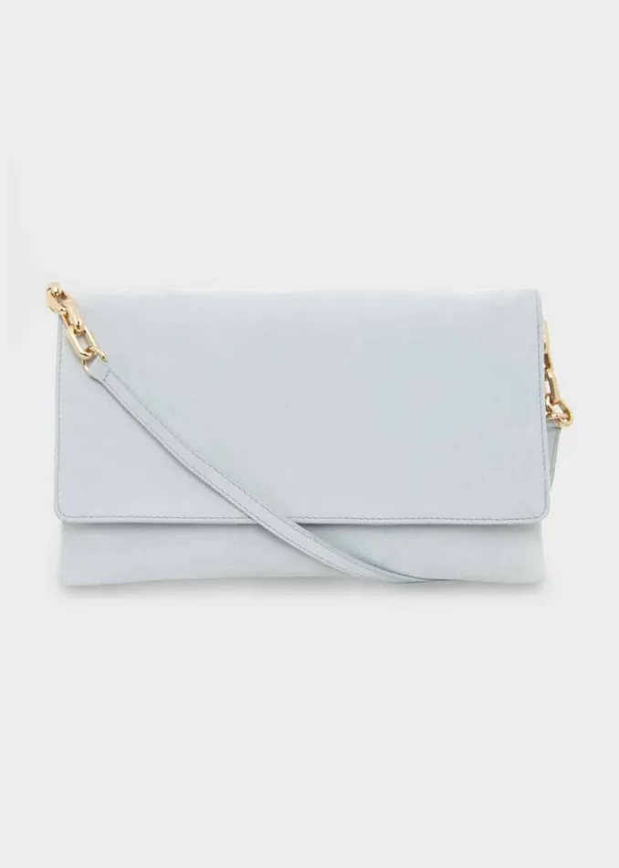 Women Bags Hobbs Chelsea Suede Clutch Bag Pale Blue